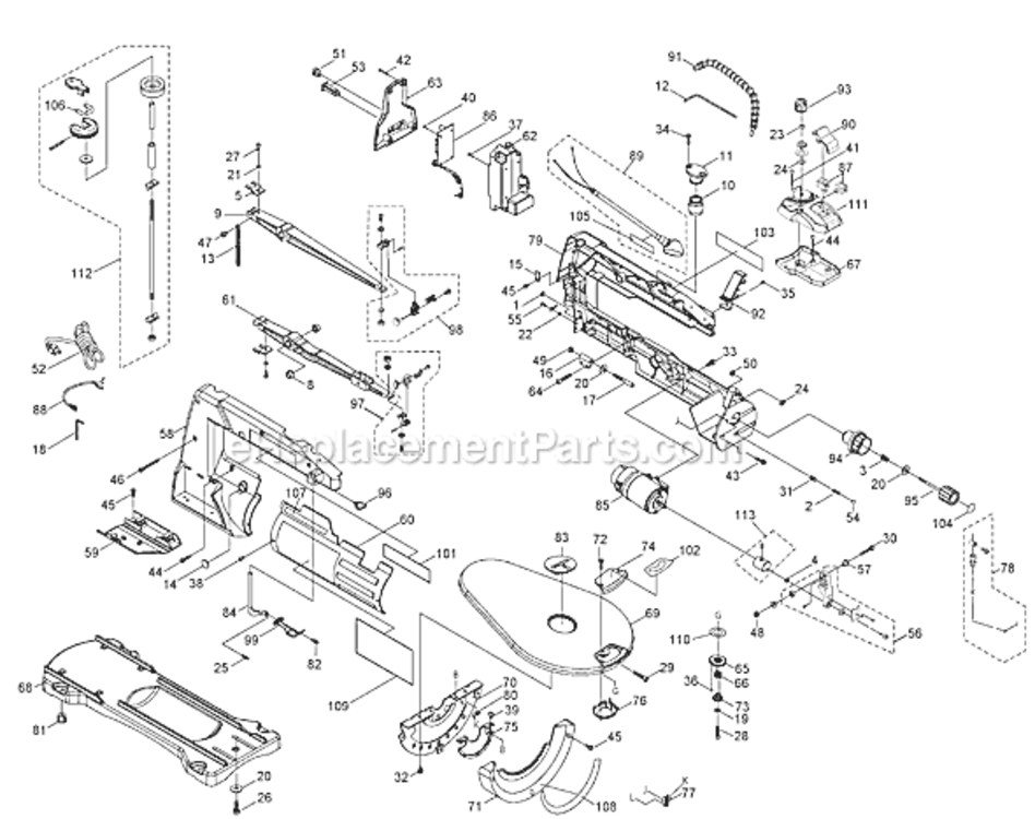 Page A Diagram and Parts List for PCB370SS Type 1 Porter Cable Scroll Saw